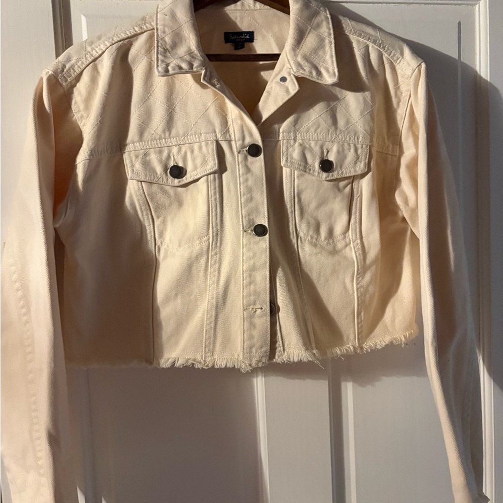 Splendid Cropped Cream Denim Jacket - Women